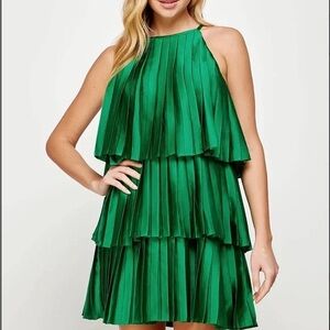 Strut and Bolt green pleated dress